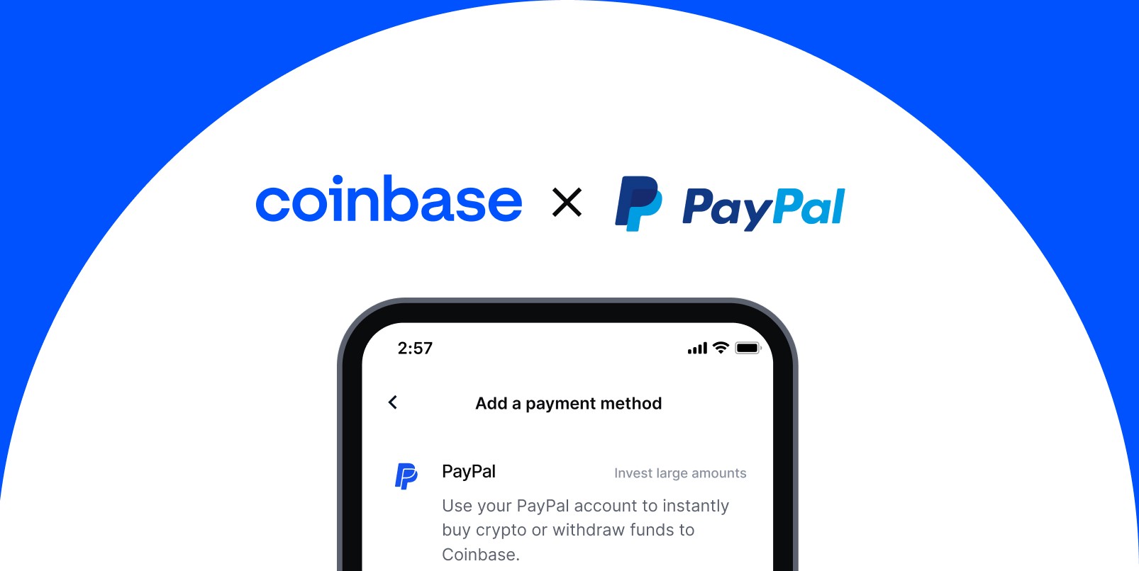 Coinbase ora consente di acquistare criptovaluta con PayPal